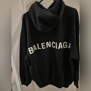 Balenciaga Back Logo Hoodie in Black, Size XS, Oversized Hoodie